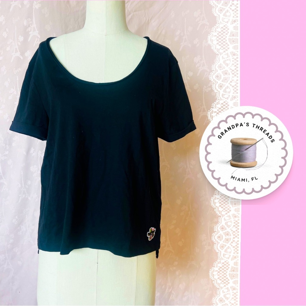 Ted Baker Black 100% Cotton Tee Shirt Size 2
